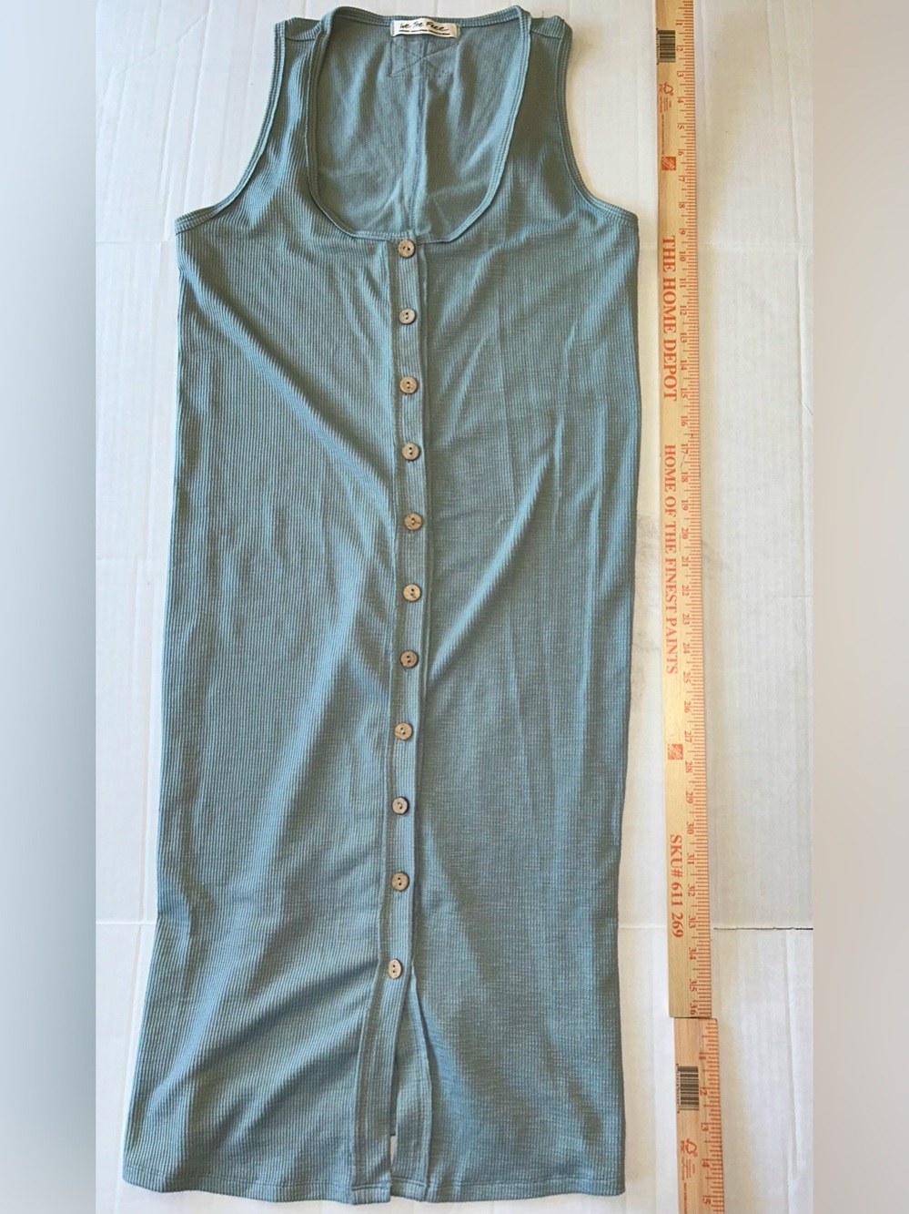 Free People Blue Ribbed Gia Long Vest Dress Tunic Boho Medium - Picture 4 of 7